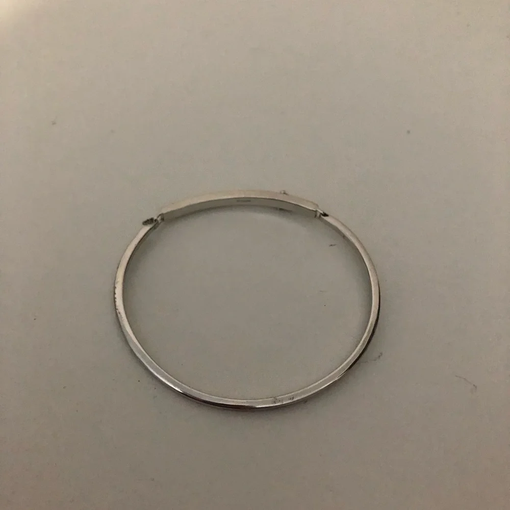 Coach Signature Pave Bar Hinged Crystal Bangle Bracelet With Dangling C Charm